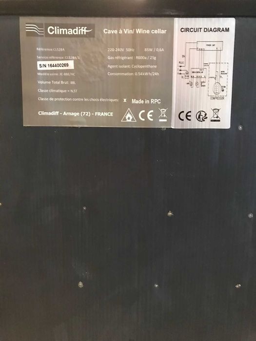 Vand Frigider Vinuri CLIMADIFF CLS28A-2 BUC