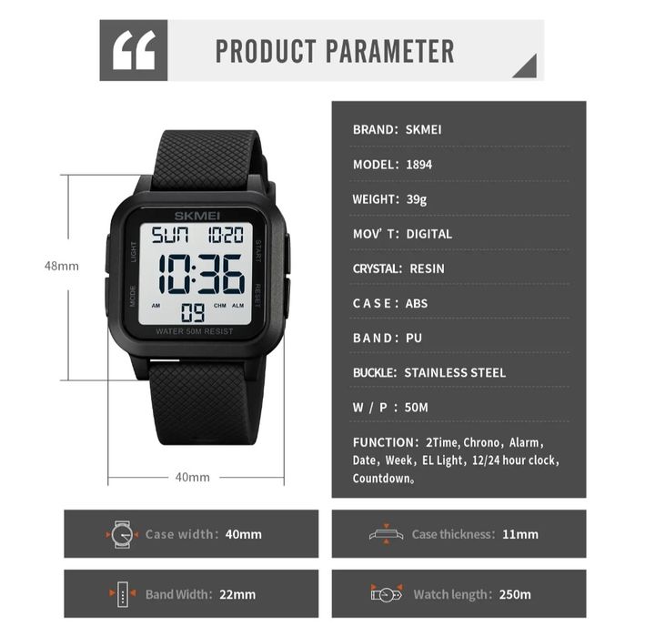 Эркаклар учун SKMEI спорт соатлари – турли рангларда!