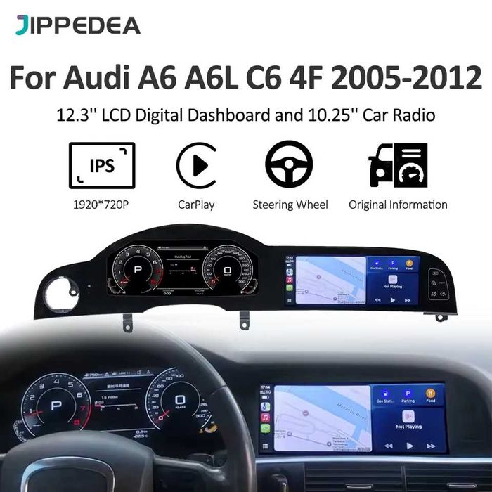 Navigatie auto Audi A6 C6 Dual Screen,ecran+cokpit digitatal 8G+128GB