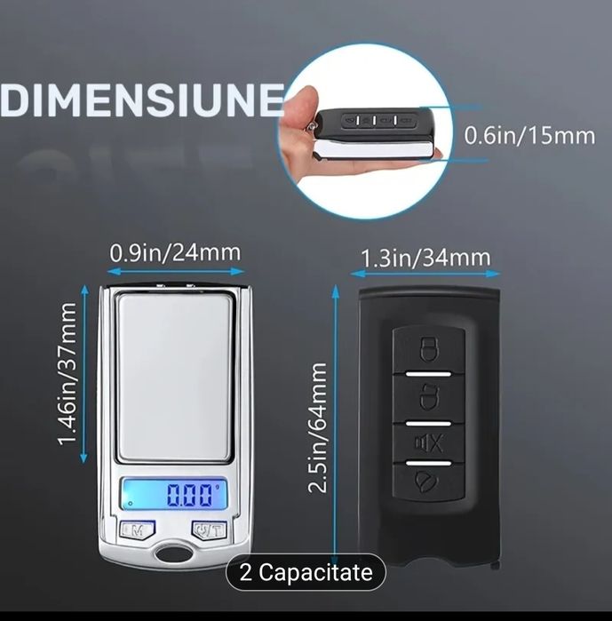 Cantar de bijuterii LCD electronic, mini de buzunar, capacitate pana l
