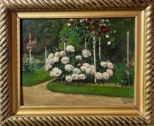 Tablou f VECHI, ulei/panza/cart, semnat si datat 1935 dr jos rama lemn