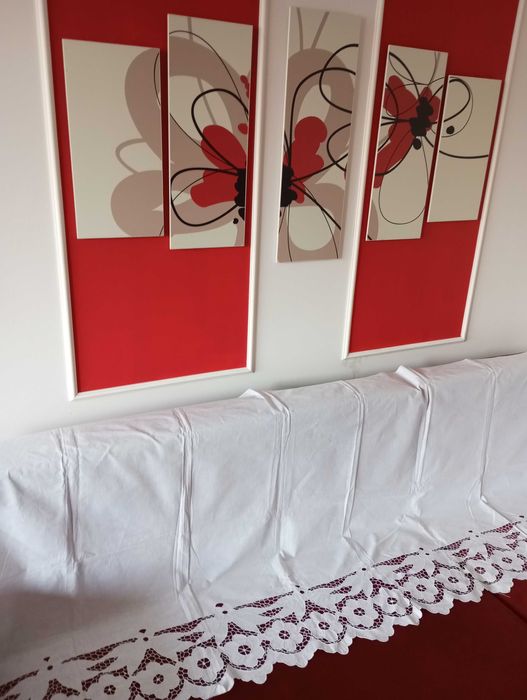 Бял памучен чаршаф с машинна бродерия