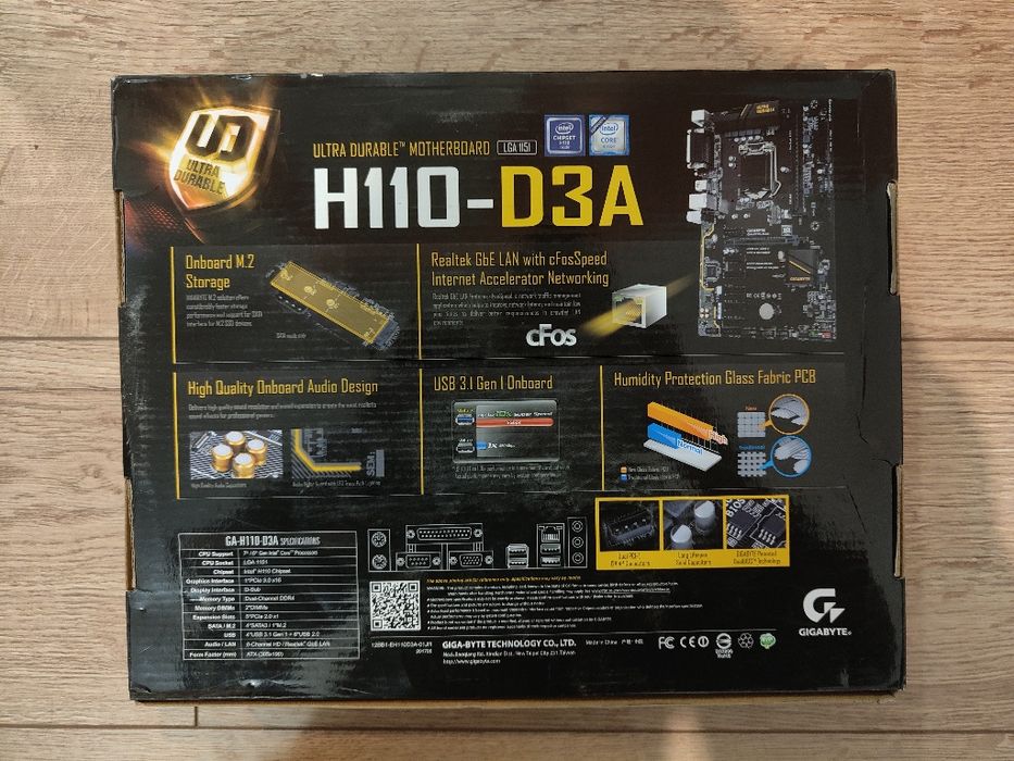 Vând set gigabyte H110-D3A cu procesor și ramuri