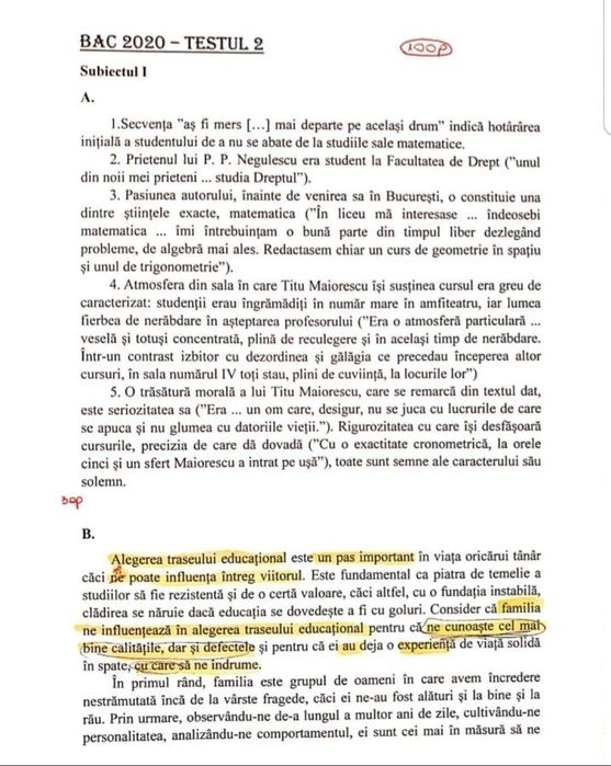 Rezolvarea testelor de antrenament
