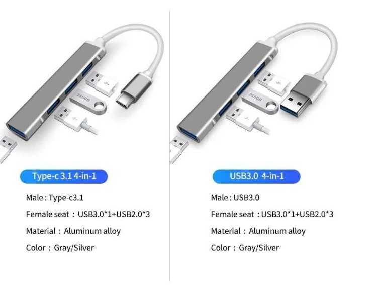 Splitter / hub usb type c / usb la 4 usb - nou