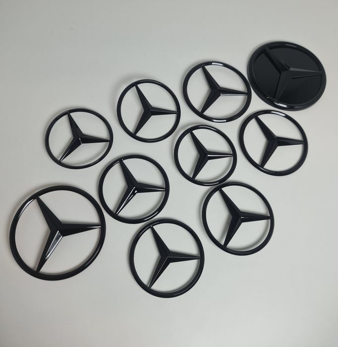 Emblema-Sigla-Logo-Stema-Stea-Haion-Spate-Neagra-Lucios-Mercedes-W204-W205-W206-W213-W214-W222-W223-W292-W167-C167-C257-C-E-S-Class-CLS-GLE-Coupe