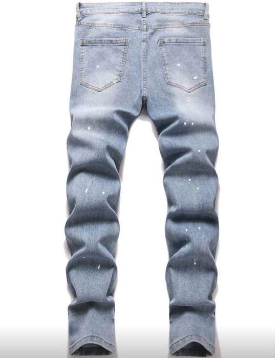 Chillumni Blugi casual pentru bărbați, spălați, cu buzunar oblic, de z