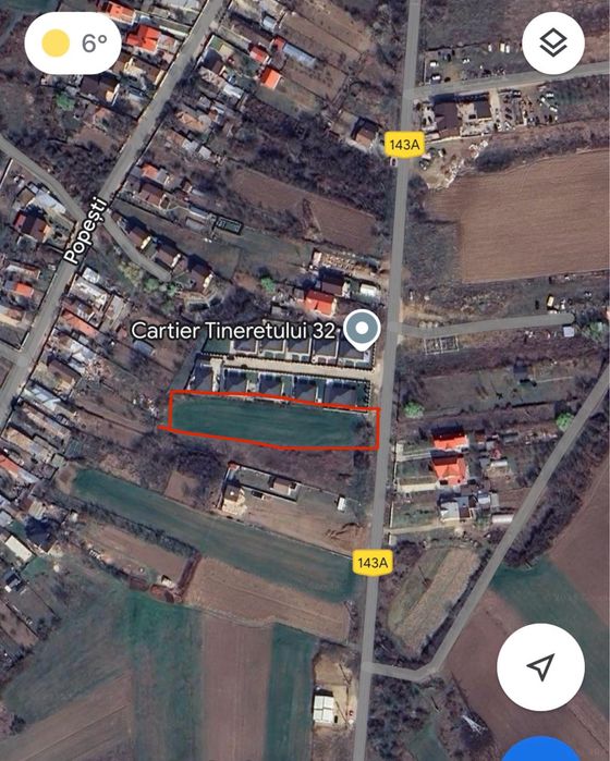 Teren Sabareni 2500m/deschidere 22m la drum asfaltat