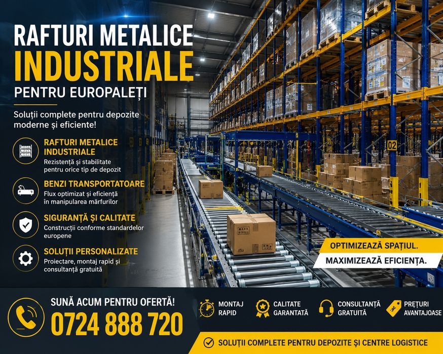 Rafturi metalice cu role metalice banda transportatoare