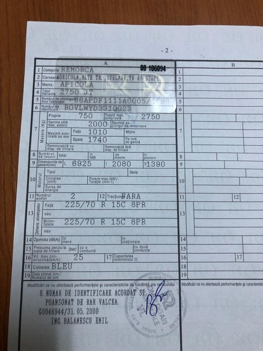 Remorca apicola omologata, inmatriculata, cu acte .