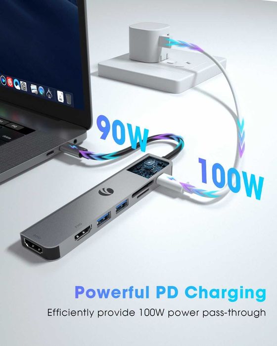 VCOM 7-в-1 USB C хъб два монитора с 4K HDMI 1080P HDMI 2*USB 3.0 данни