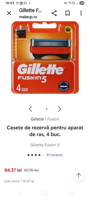 Rezerve Gillette fusion 5 ,set 4buc.nou 45ron ...mai am 8buc