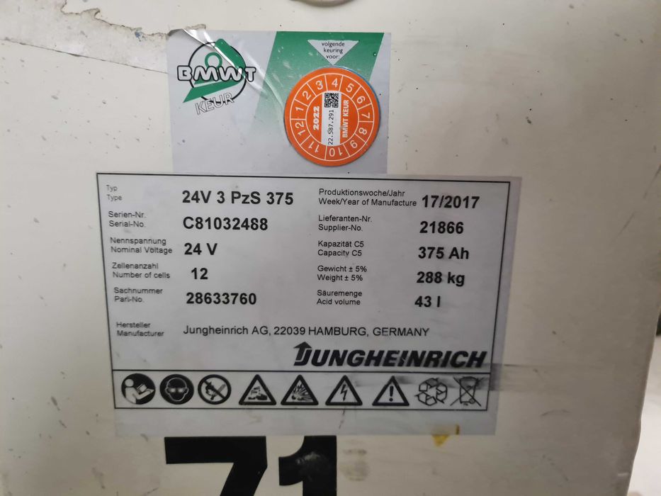 Baterie tractiune stivuitor, 24v 3 PzS 375