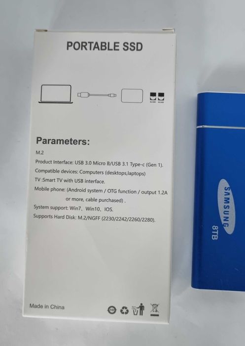 Флэш-накопитель Portable SSD 8TB портативный с интерфейсом USB