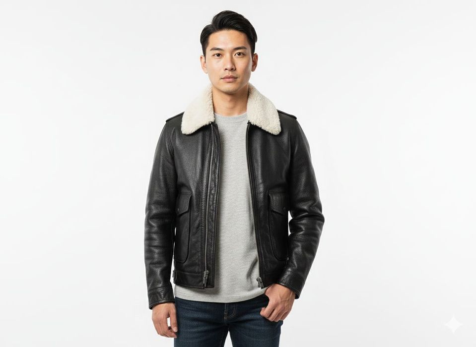 Японский мужской кожаный куртка