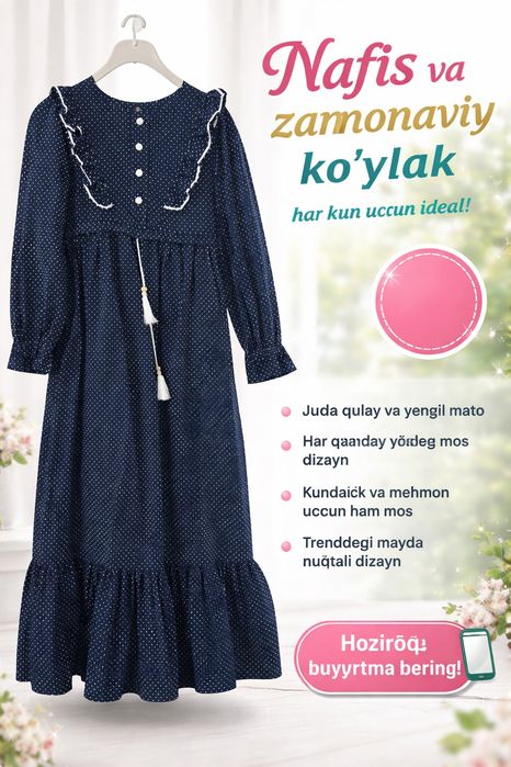 9 yoshli qizlar uchun tayyor koʻylak