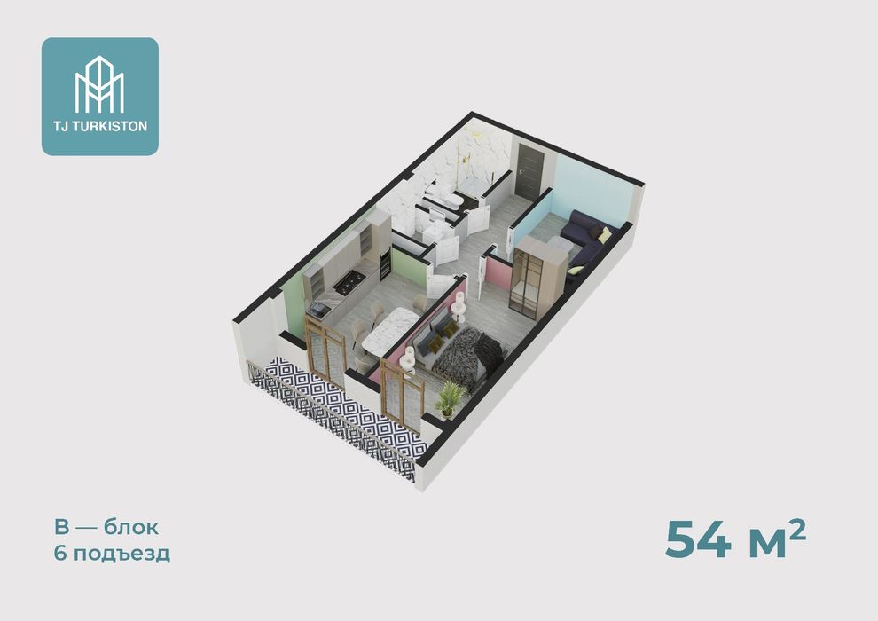 2 комнатная квартира в Turkiston Avenue  низкие цены от застройщика