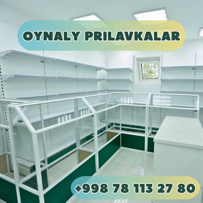 Прилавок витрина, стеклянная, metal oynaly vitrina va prilavkalar