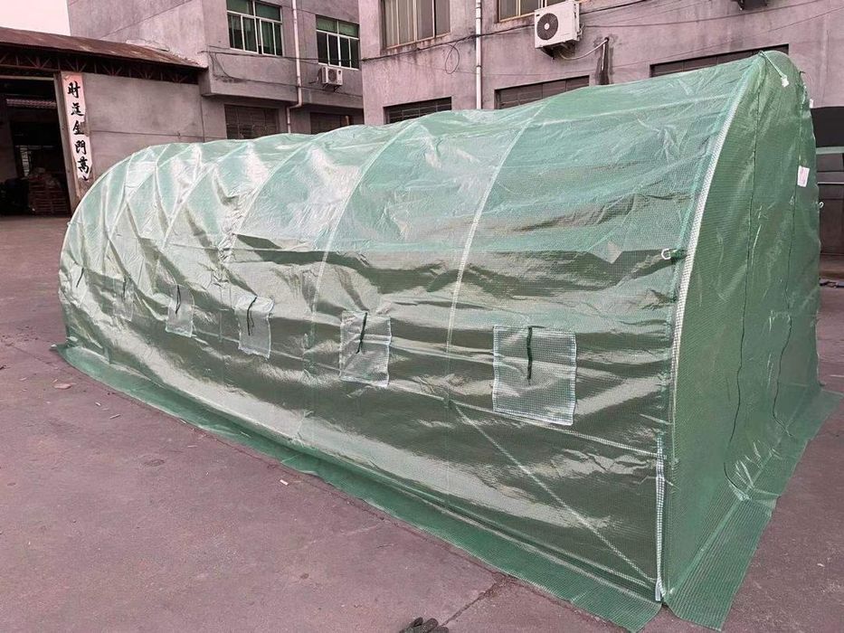 Solar gradina cu schelet metalic 8 x 3 m cu ferestre de aerisire