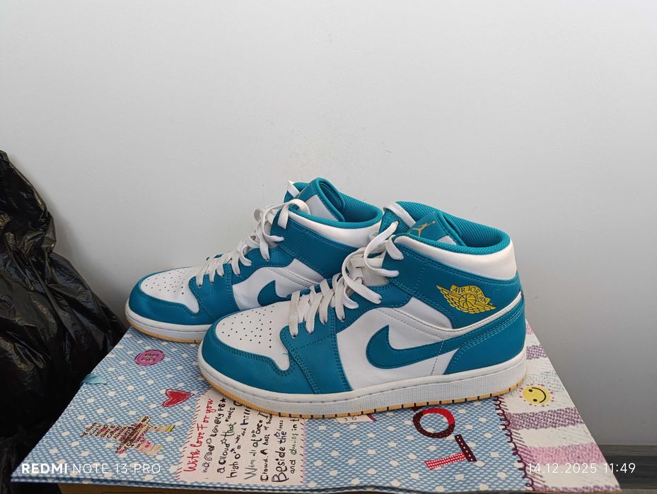 Nike Air Jordan 1 Mid 'Aquatone Celestial Gold'оригинални маратонки 44