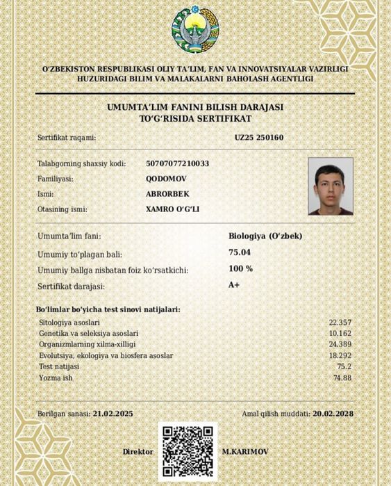 Biologiya va kimyo kursi òquv markazi