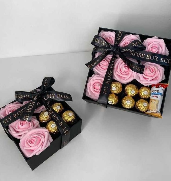подарък за жена, момиче, майка, баба Кутия букет рози цветя