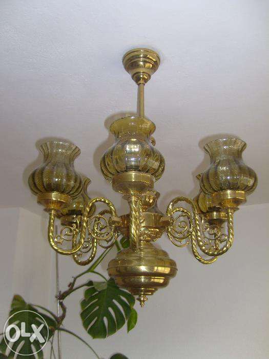 Candelabru-lustra din alama cu 6 brate