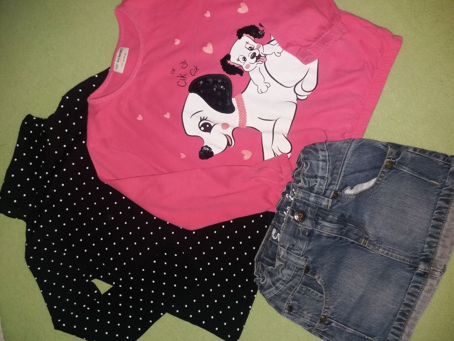 Блузки и дънкова пола за момиченце 116см