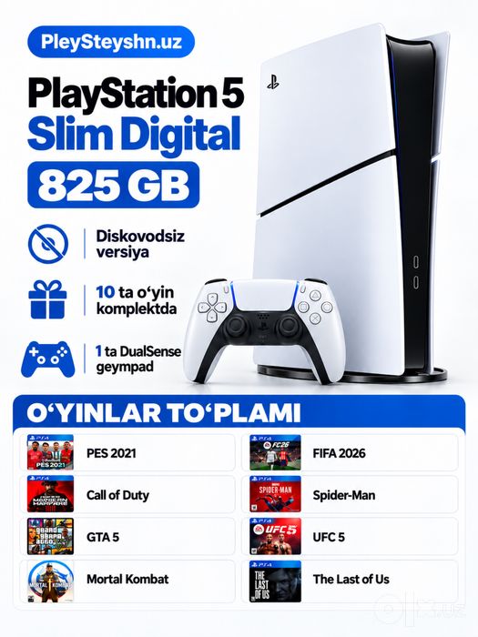 PlayStation 5 Slim Digital 825GB TAYYOR UYINLARINI BILAN