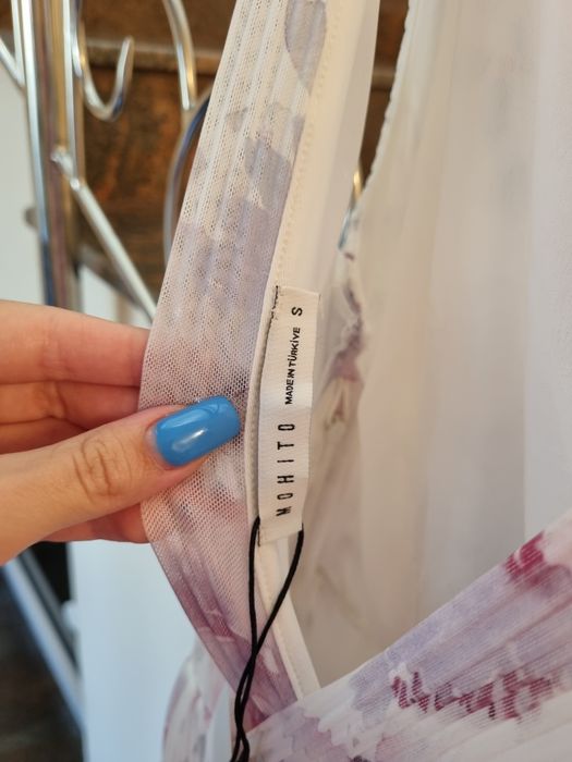 Rochie Mohito lunga alba cu print floral S-M