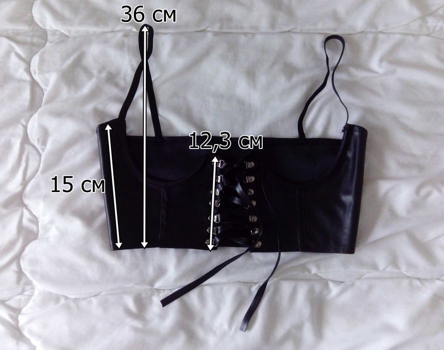 Кожен харнес корсет колан с връзки и презрамки р-р M/L