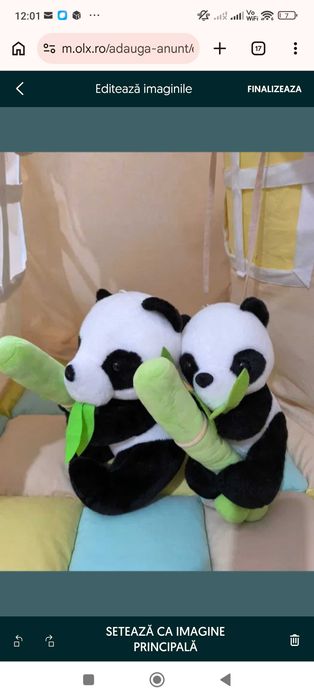 Urs panda din plus, cu bambus, 30 de cm