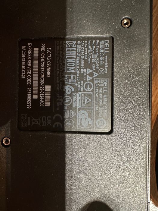 Docking station Dell WD19TBS, Thunderbolt, 180W, Gigabit Ethernet