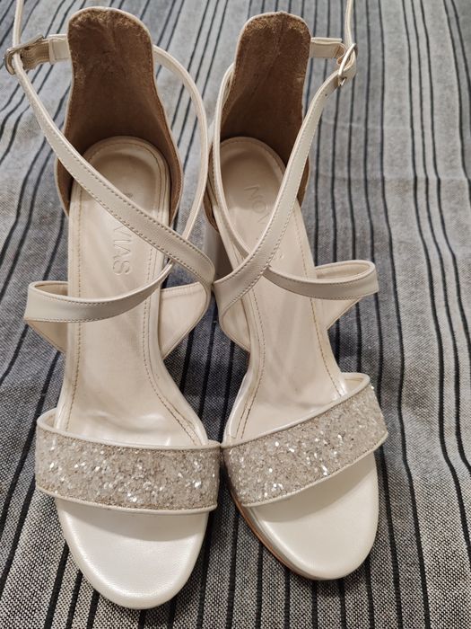 Sandale albe/ivory mireasa cununie nunta