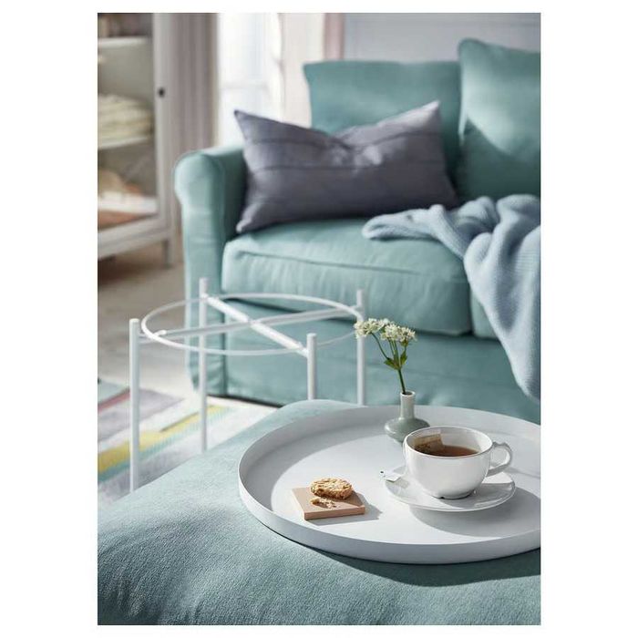 Masuta cu tava detasabila IKEA GLADOM, metal, alb, 45 × 45 × 58 cm