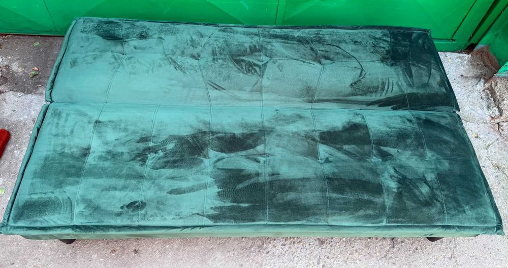 Canapea Extensibila Verde Smarald; Pat cu Saltea 175x100 cm