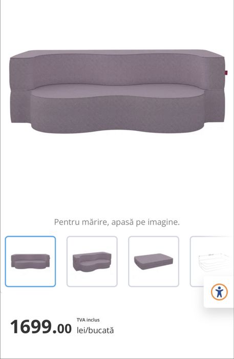 Canapea modulară – gri + husă galbenă suplimentară