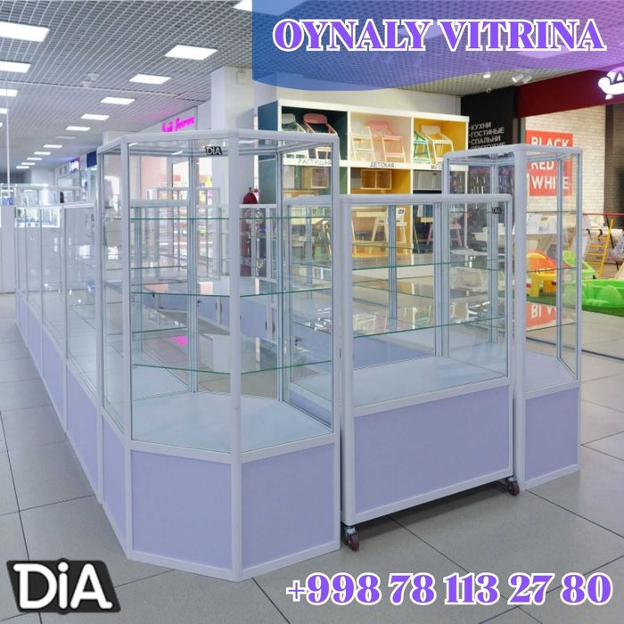 Oynaly vitrina, Акция, savdo vitrinalar stellajlar