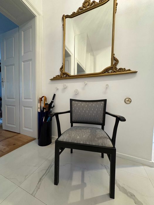 Scaun fotoliu Otto Wagner, tapiterie Joseph Hoffmann Art Nouveau Viena