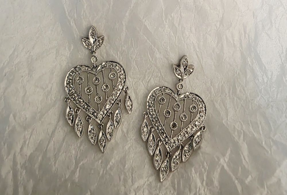 Серьги с бриллиантами из белого золота, производство Италия