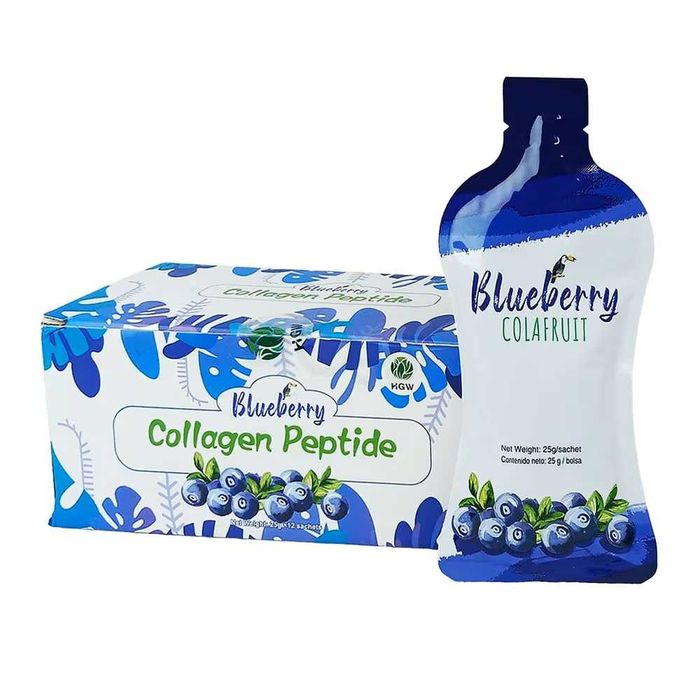 Colagen Peptide Blueberry GreenWorld 300g 12 plicuri antioxidant hidratare peptide - ușor de absorbit de organism