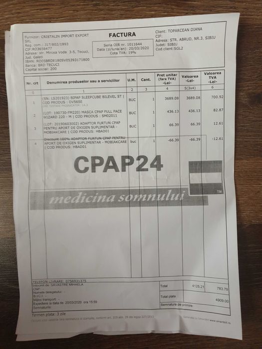 Vand concentrator oxigen  BiPAP SleepCube BiLevel ST. nou - nefolosit
