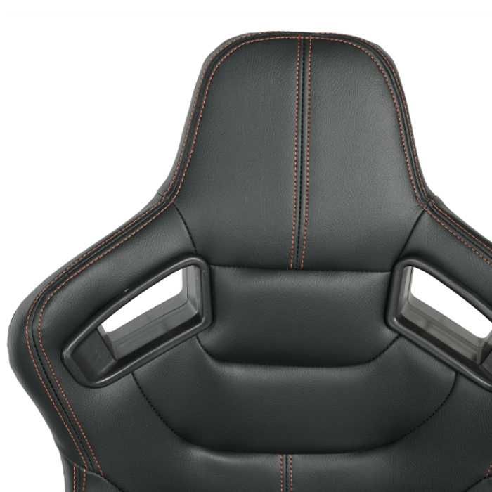 Спортни седалки за МПС - 1053 Черна с червен конец+