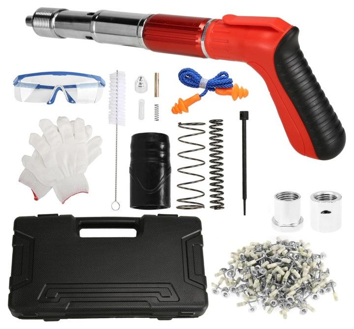Ръчен пневматичен уред за пирони със заряд за бетон, метал, дърво