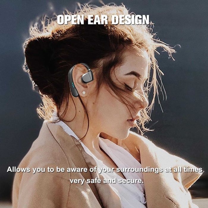 Bluetooth слушалка с микрофон, единична, костна проводимост, с кука