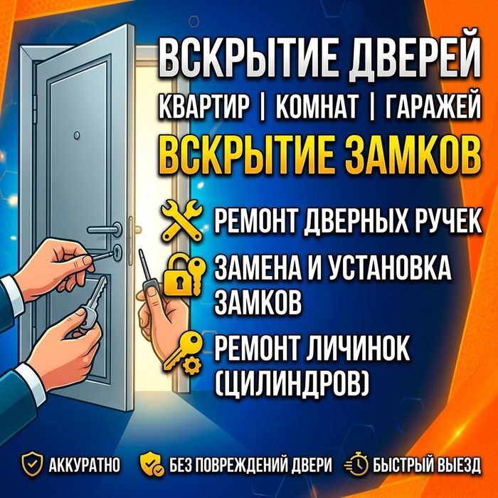Вскрытие замков в квартире в домах. Вскрытие дверей круглосуточно.