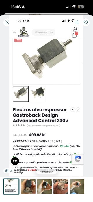 Valva solenoid Sage/Breville pt modelele dual boiler