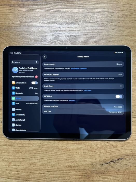 iPad 11 (A16) 128GB Wi-Fi в идеальном состоянии