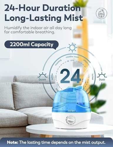 Овлажнител 2.2L тих 28dB за бебешка стая