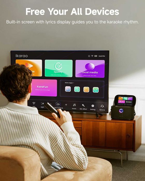 Караоке машина с дисплей и екран за текст на песен, 2 микрофона, 140W